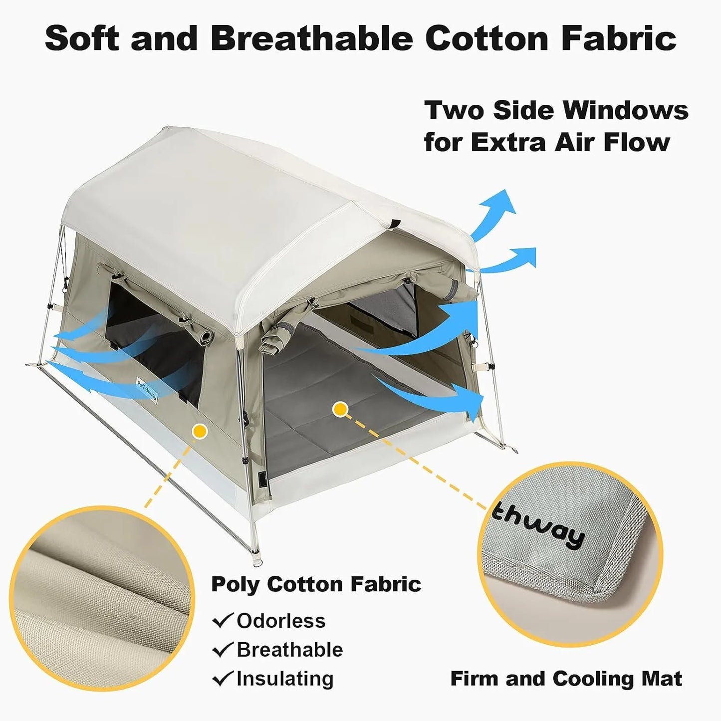 Dog Tent Cat Tent with Aluminum Poles and Camping Pad