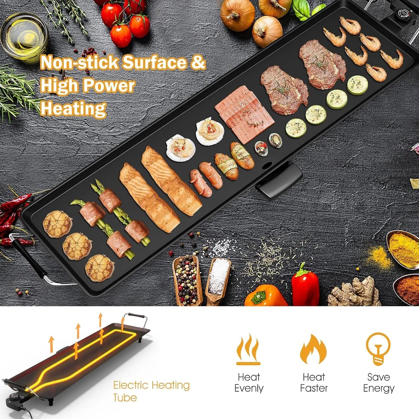 Electric Griddle Teppanyaki Grill BBQ