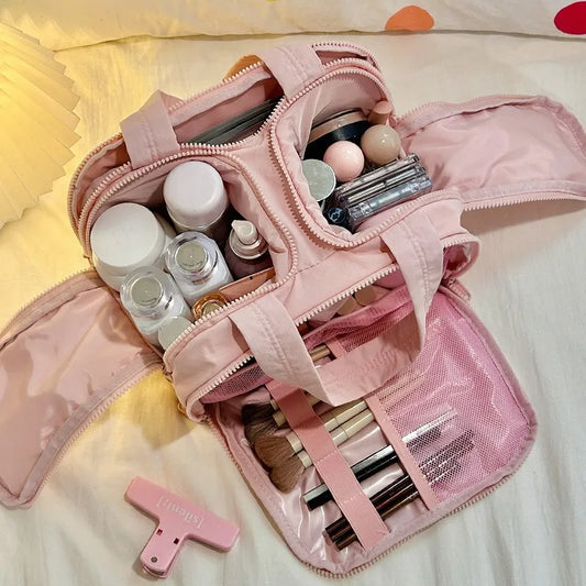 Large Capacity Partition Cosmetic Bag Travel Toiletry Bag